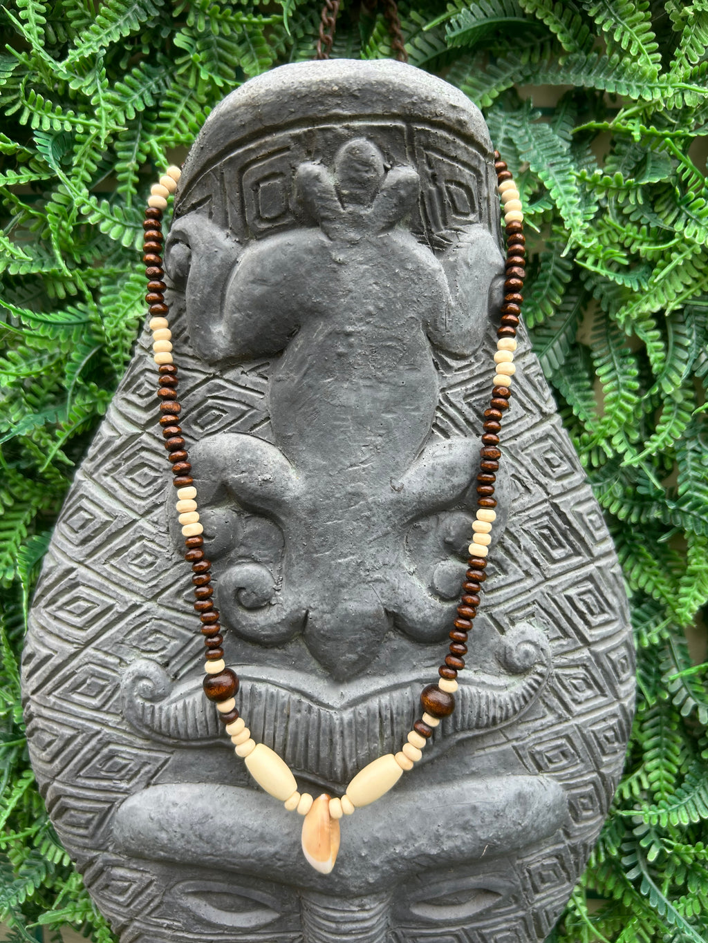 Collier Wood & Shell – Pièce Artisanale