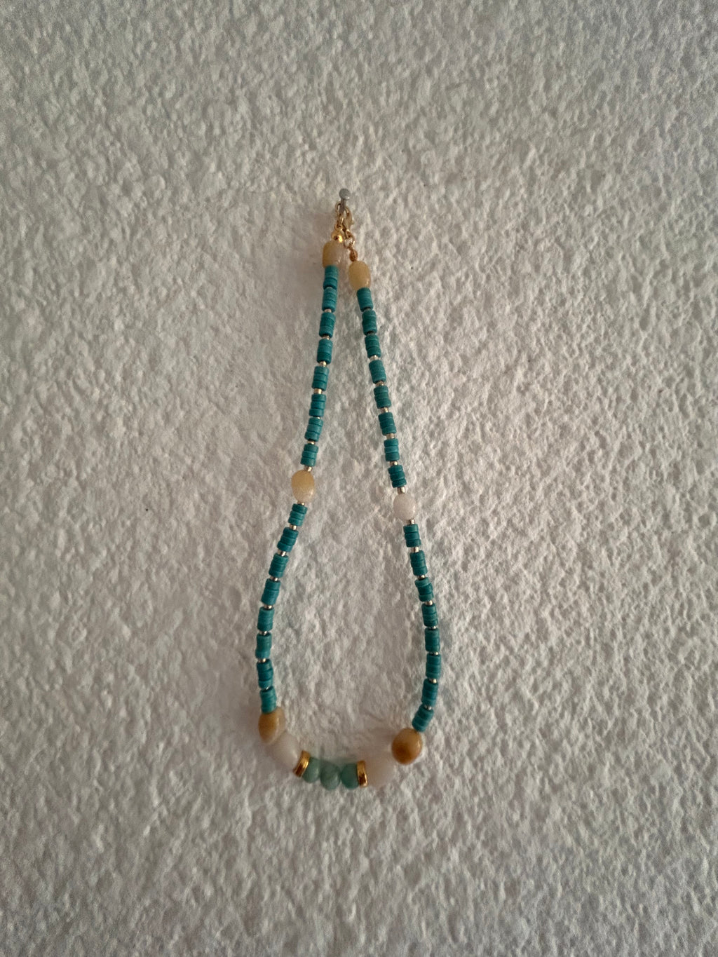 Collier BREAKSHORE – Turquoise & Topaze blanche – Fait main