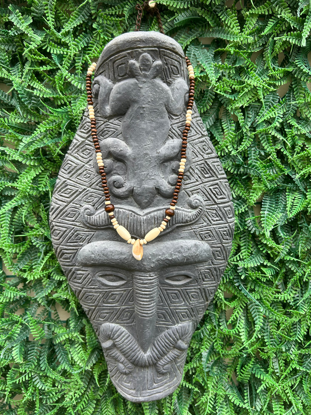Collier Wood & Shell – Pièce Artisanale