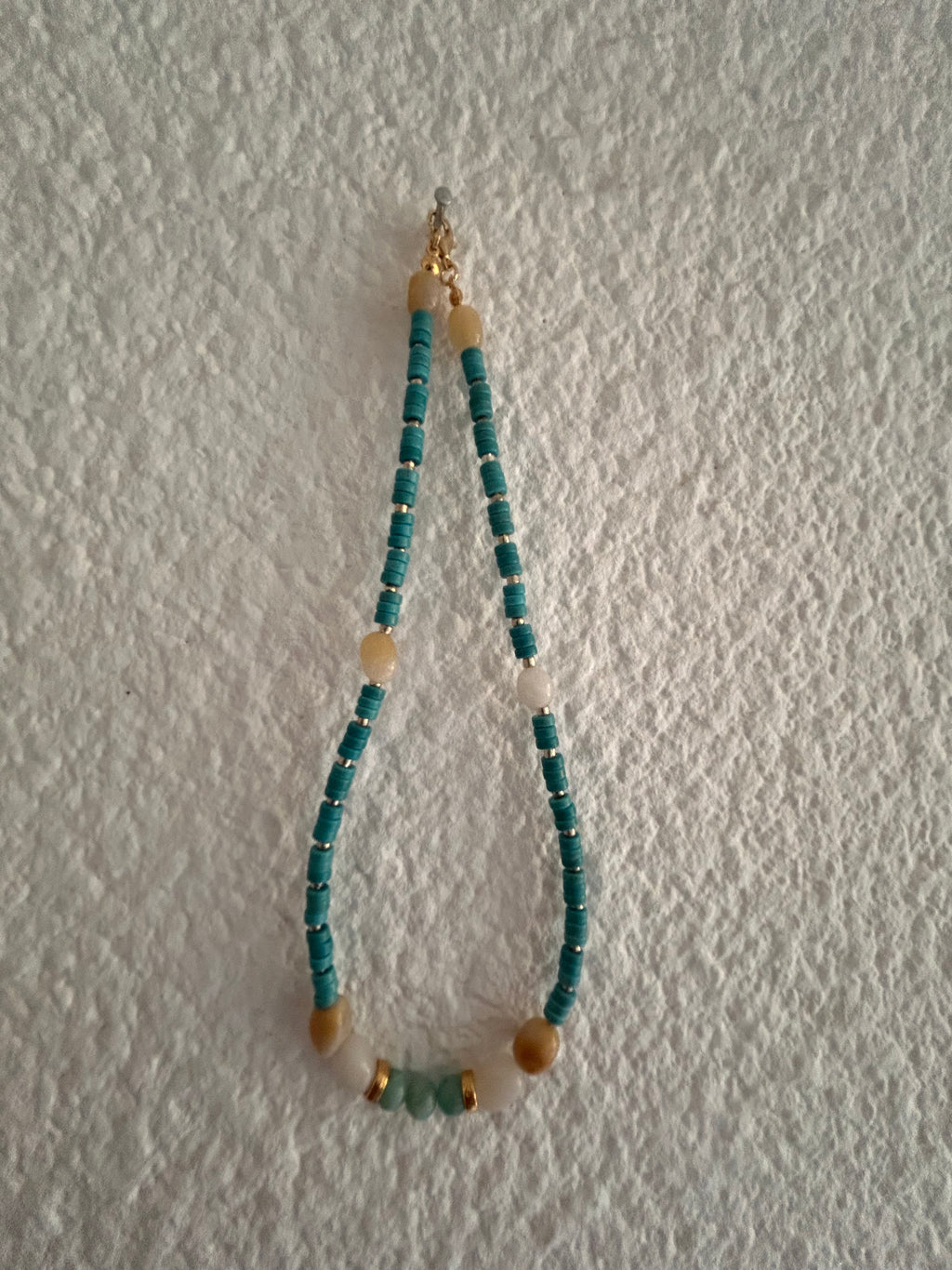Collier BREAKSHORE – Turquoise & Topaze blanche – Fait main